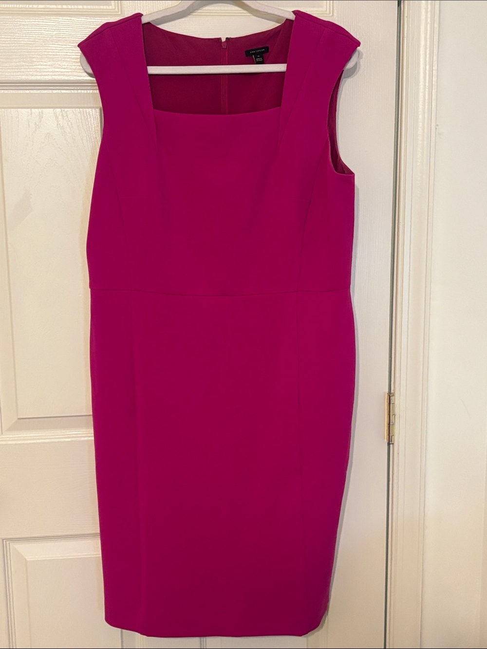 Ann Taylor Fuchsia Square Neck Sheath Dress